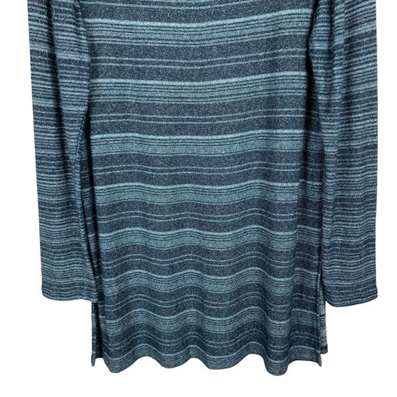 J Jill Wearever Tunic Top Blue Knit Stripe Longer Length Long Sleeve Women's L - Picture 3 of 6